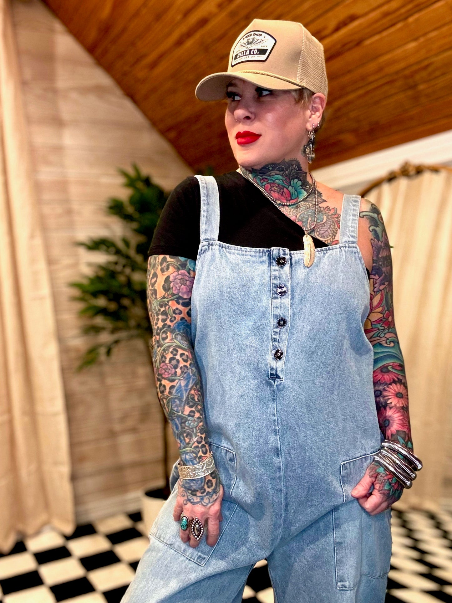 Lola Washed Denim Jumpsuit