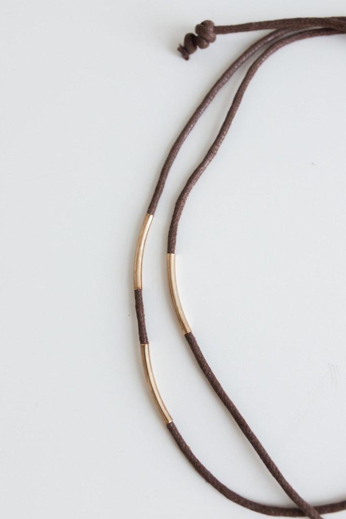 Rope Band with Beads - Dark Brown + Brass