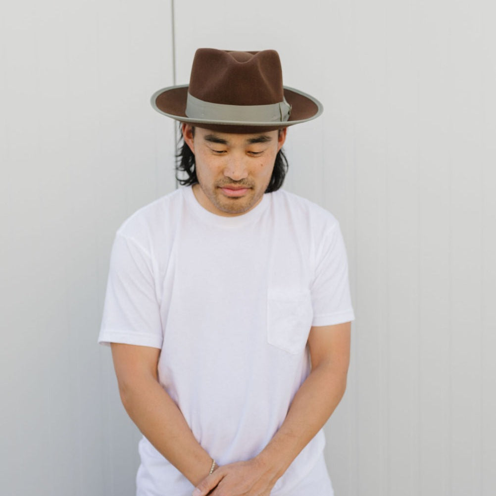 WATERLOO SNAP BRIM FEDORA - COFFEE / SAGE