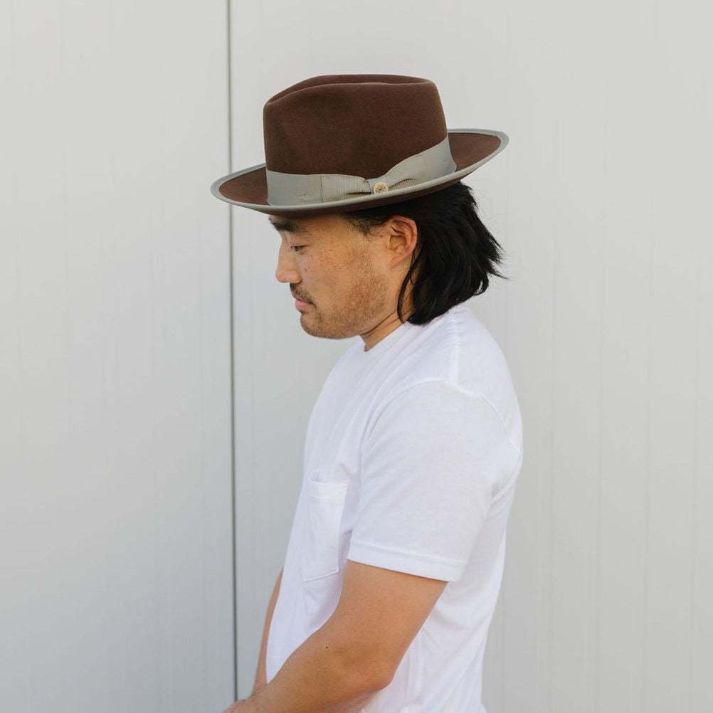 WATERLOO SNAP BRIM FEDORA - COFFEE / SAGE