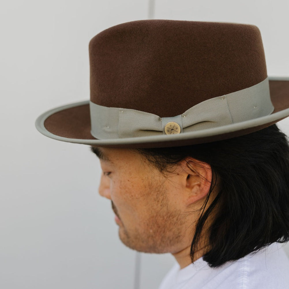 WATERLOO SNAP BRIM FEDORA - COFFEE / SAGE